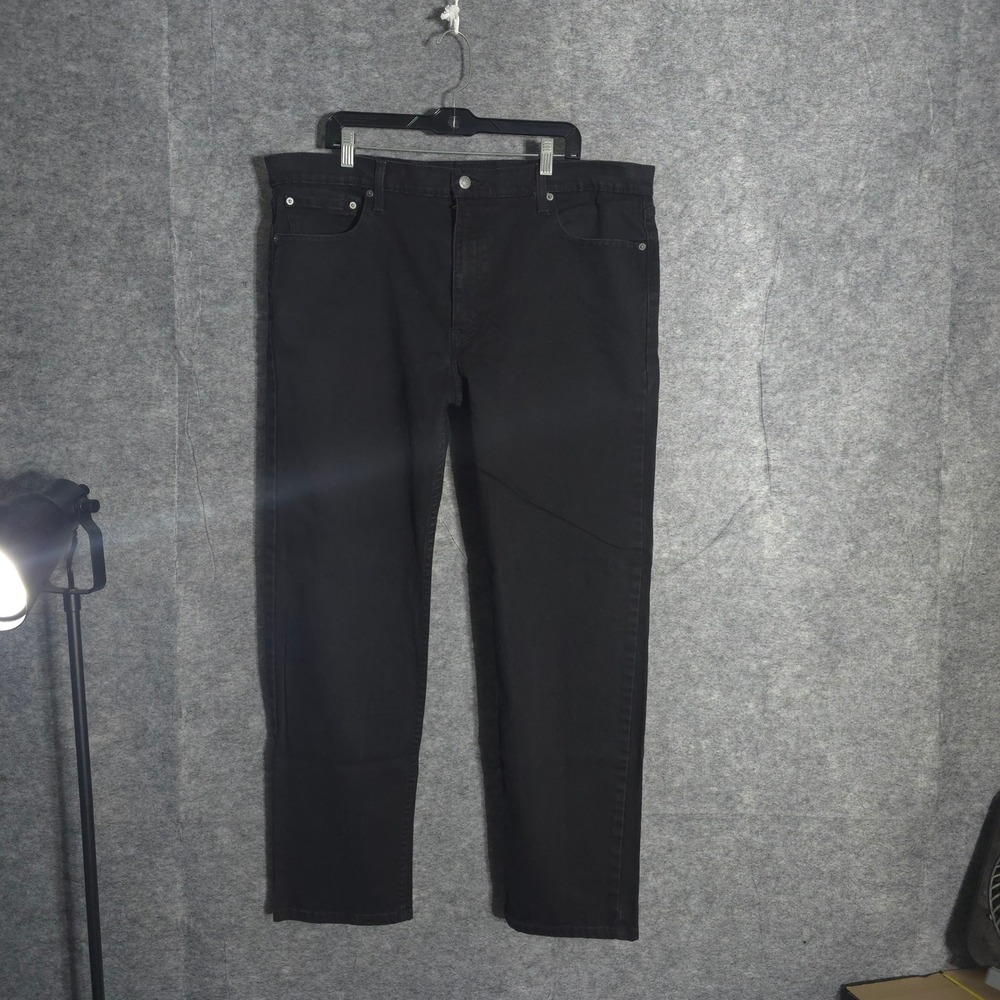Levis 502 Regular Taper Jeans Mens 42x34 Black 59684 Denim Pants Solid Cowboys